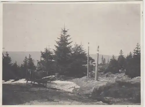 (F26013) Foto Frau auf Pferdeschlitten, Weg zur Neuen Schlesischen Baude 1931