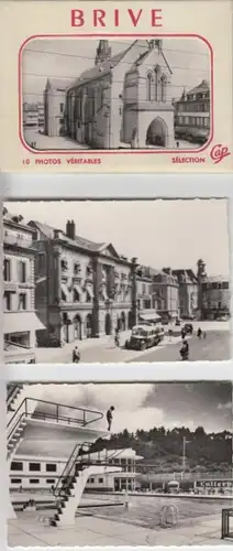 (F26) 10 Echtfotos in Mäppchen 1950er Brive-la-Gaillarde