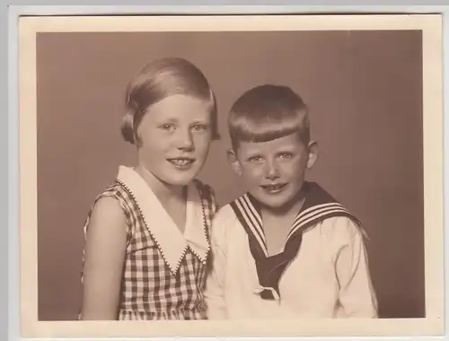 (F25774) Orig. Foto Porträt Kinder Ingeborg u. Gert 1933