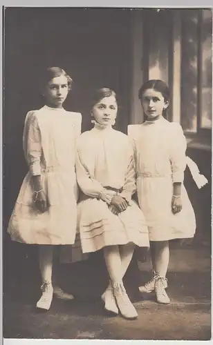 (F25337) Orig. Foto 3 kleine Mädchen, Geschwister, Frankfurt a.M. 1917