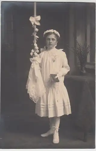 (F25334) Orig. Foto Mädchen, Kommunion Frankfurt a.M. am 30.4.1916