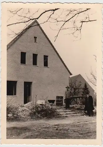 (F25223) Orig. Foto Berlin Tegel, Hausbau am Moorweg 49, 1956