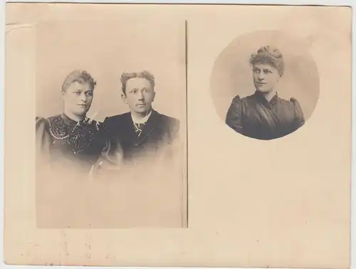 (F25147) Orig. Foto Porträt Paar u. Frau Thunert 1900/10er