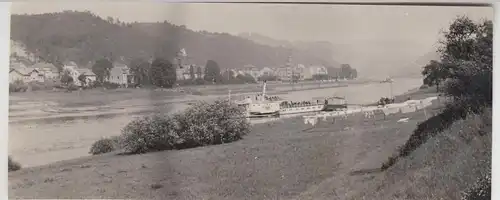 (F25064) Orig. Foto Bad Schandau, Elbpartie m. Schaufelraddampfer 1936