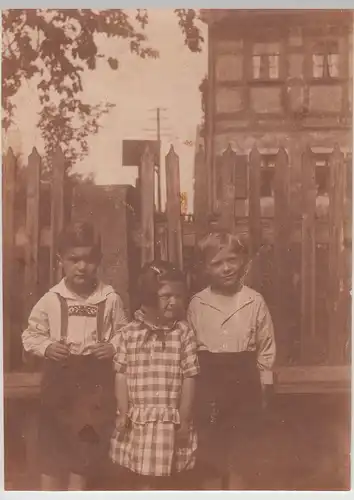 (F24934) Orig. Foto Kinder am Gartenzaun in Postelwitz 1927