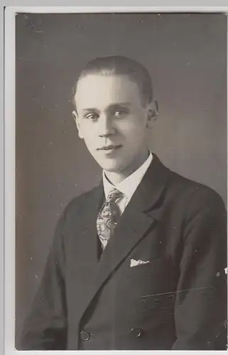 (F24839) Orig. Foto Porträt junger Mann Heinz Eden, Oldenburg 1929