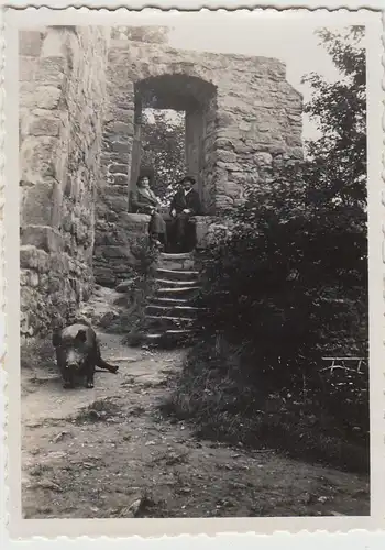 (F24396) Orig. Foto Bad Blankenburg, Damen an der Ruine Greifenstein 1936