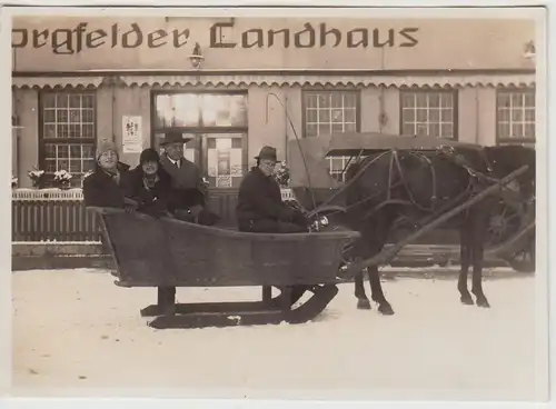 (F24105) Orig. Foto Borgfeld, Pferdeschlitten vor dem Landhaus 1929