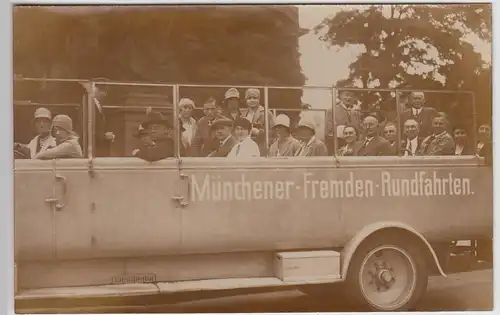 (F23998) Orig. Foto München, offener Omnibus >Fremden Rundfahrten< 1928