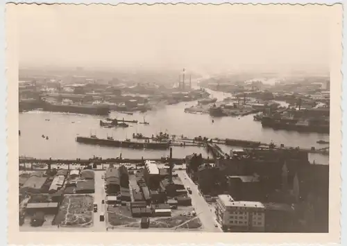 (F23925) Orig. Foto Hamburg, Blick vom Michel 1956, Hafen