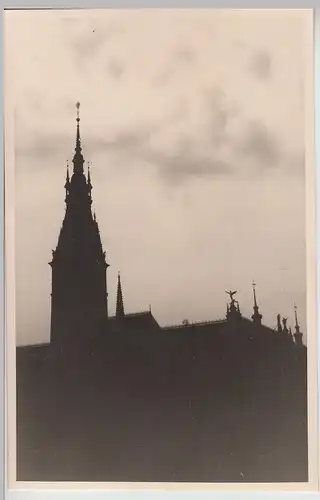 (F23922) Orig. Foto Hamburg, Stimmungsbild Rathaus am Abend 1956