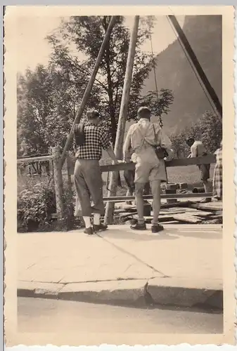 (F23564) Orig. Foto Oberammergau, Bau eines Brunnens 1938