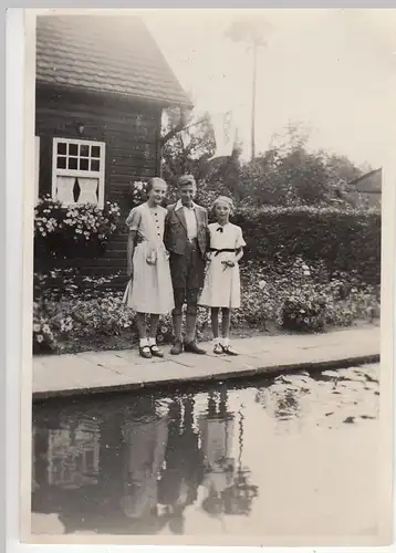 (F23542) Orig. Foto Glienicke / Nordbahn, Kinder am Landhaus Rasteck 1935