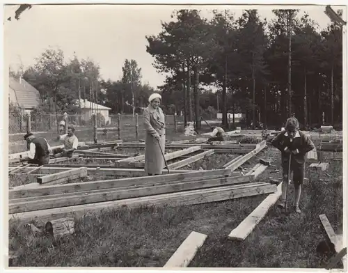 (F23486) Orig. Foto Glienicke / Nordbahn, Bau d. Landhaus Rasteck 1932