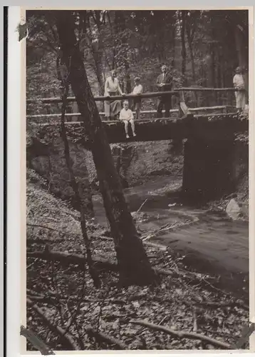 (F23481) Orig. Foto Ruppiner Schweiz, Personen a. Brücke ü. Binenbach 1932