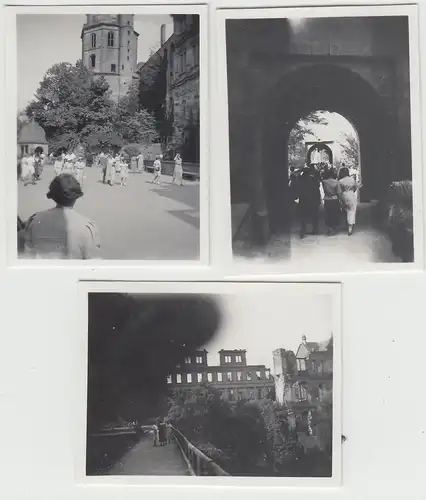 (F23347) 3x Orig. Mini-Foto Heidelberg, auf dem Schloss 1937