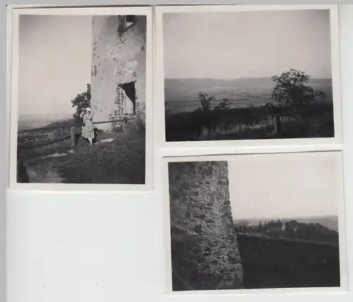 (F23233) 3x Orig. Mini-Foto Burg, Ruine, Würbenthal o. Burg Helf?týn 1935