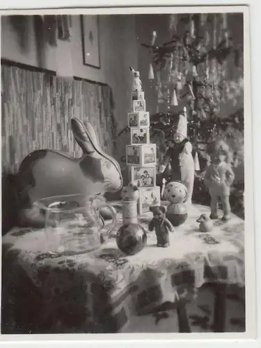 (F23134) Orig. Mini-Foto Weihnachten 1933, Geschenketisch