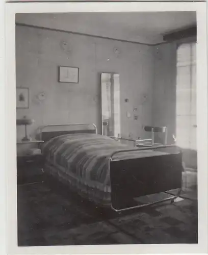 (F23124) Orig. Mini-Foto Bett im Schlafzimmer 1933
