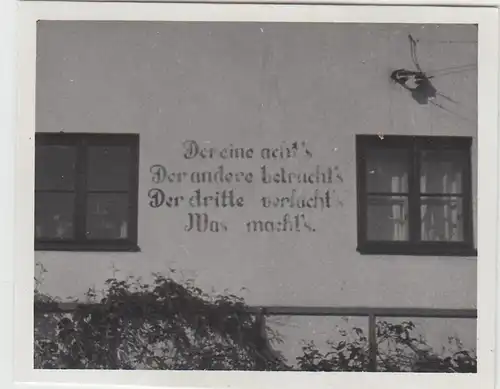 (F23122) Orig. Mini-Foto Würbenthal, Spruch an einem Wohnhaus 1933