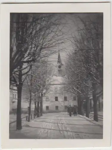 (F23086) Orig. Mini-Foto Winter in Würbenthal, Straßenpartie 1932