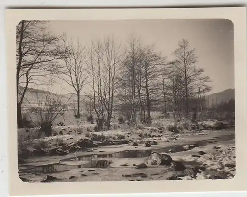 (F23085) Orig. Mini-Foto Winter in Würbenthal, Flusspartie 1932