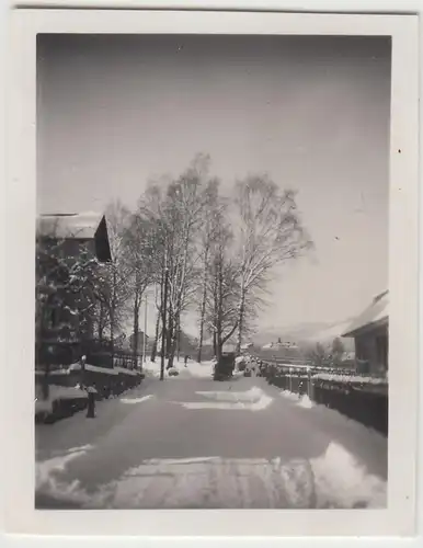 (F23080) Orig. Mini-Foto Winter in Würbenthal, Straßenpartie 1932