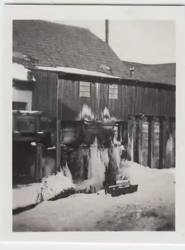 (F23075) Orig. Mini-Foto Winter in Würbenthal, Haus-Partie 1932