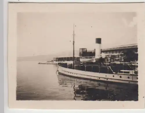 (F22912) Orig. Mini-Foto Dampfer im Hafen in o. bei Portorose, Portoro? 1932