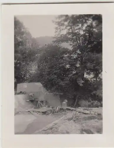 (F22843) Orig. Mini-Foto Würbenthal, Bauarbeiten am Wehr 1932