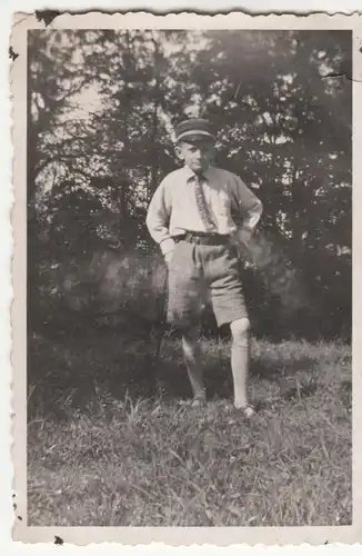 (F22707) Orig. Foto Junge im Freien a.d. Landeskrone Görlitz 1933