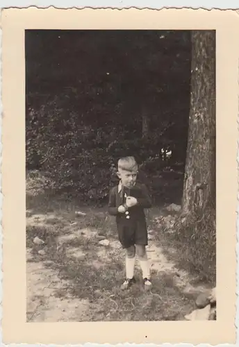 (F22529) Orig. Foto kleiner Junge Karl-Heinz im Freien 1952