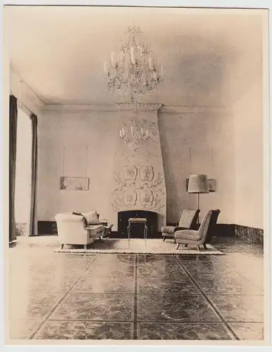 (F22108) Orig. Foto großer Saal m. Kamin, unbekannt 1950er