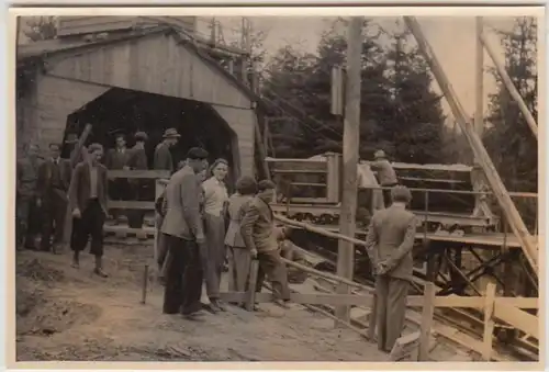 (F22071) Orig. Foto DDR Standseilbahn Endstation, Transport Baumaterial 1950er