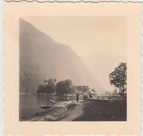 (F21881) Orig. Foto Königssee, Uferpartie bei St. Bartholomä 1938
