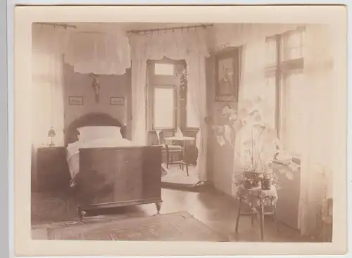 (F21835) Orig. Foto Wohnung Einrichtung i. Straubing 1920er, Schlafzimmer II