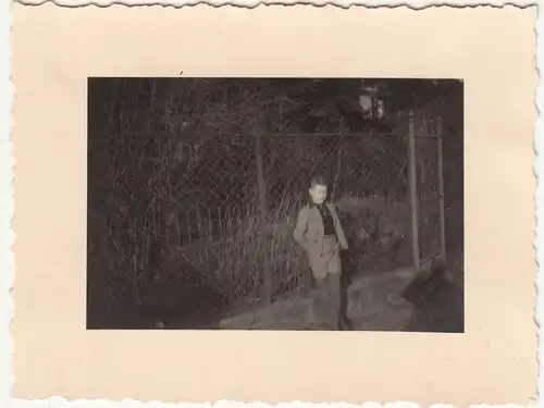 (F21495) Orig. Foto Junge Siegfried Endler am Zaun 1939