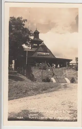 (F21199) Orig. Foto Laun, Louny, Turist. Hütte bei Rothberg 1944