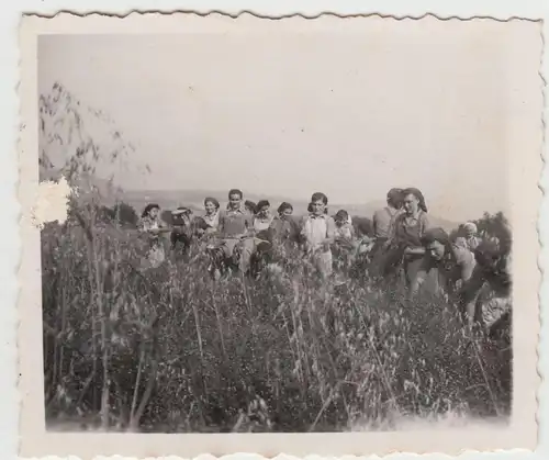 (F21187) Orig. Foto Damen vom R.A.D.-Lager in Liebshausen im Freien 1944