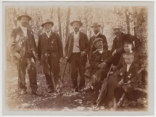 (F21103) Orig. Foto Personen im Freien, Wanderung, Männer m. Gehstock 1910er