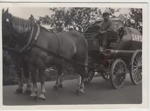 (F21058) Orig. Foto Pferdekutsche m. Standard-Tank auf der Landstraße 1938