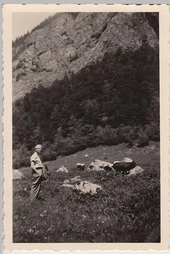 (F20902) Orig. Foto Kuhhirte mit Rindern am Obersee 1956