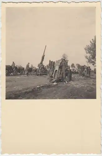 (F2086) Orig. Foto 2.WK Flak-Geschütze, Wehrmacht-Kolonne, 1940er