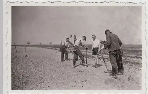 (F20226) Orig. Foto deutsche Soldaten mit Spaten auf dem Feld 1940er