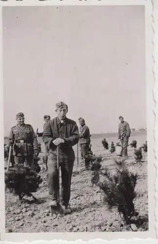 (F20224) Orig. Foto deutsche Soldaten mit Spaten auf dem Feld 1940er