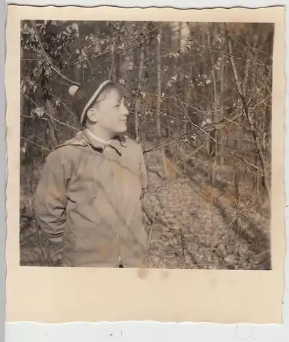(F20145) Orig. Foto Junge im Wald, Spaziergang in Paderborn 1955