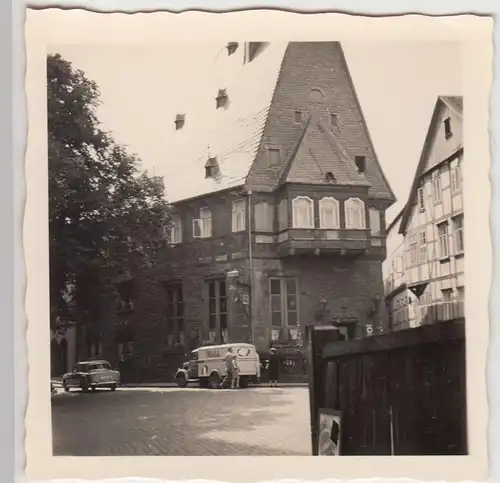 (F20088) Orig. Foto Goslar, Brusttuch 1955, Milchauto davor
