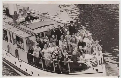 (F19912) Orig. Foto Passagier-Schiff >Erna< voll besetzt 1930er
