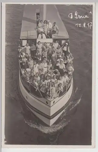 (F19895) Orig. Foto Passagier-Schiff >Erna< voll besetzt 1930er