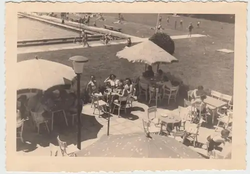 (F19733) Orig. Foto Schwabach, Parkbad, Blick vom Sonnendeck auf das Café 1940